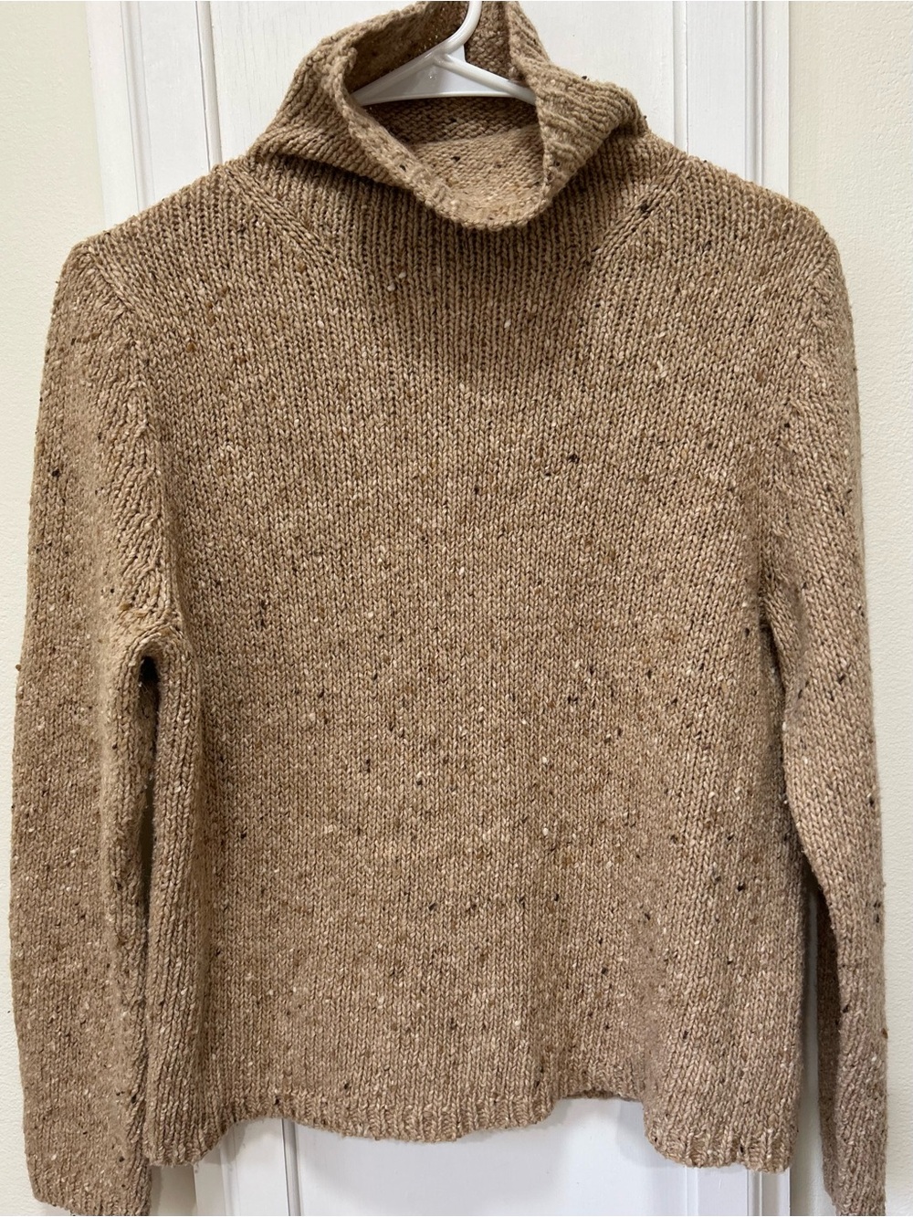 Belford 70% Wool Turtleneck Sweater Taupe Beige Ribbed M